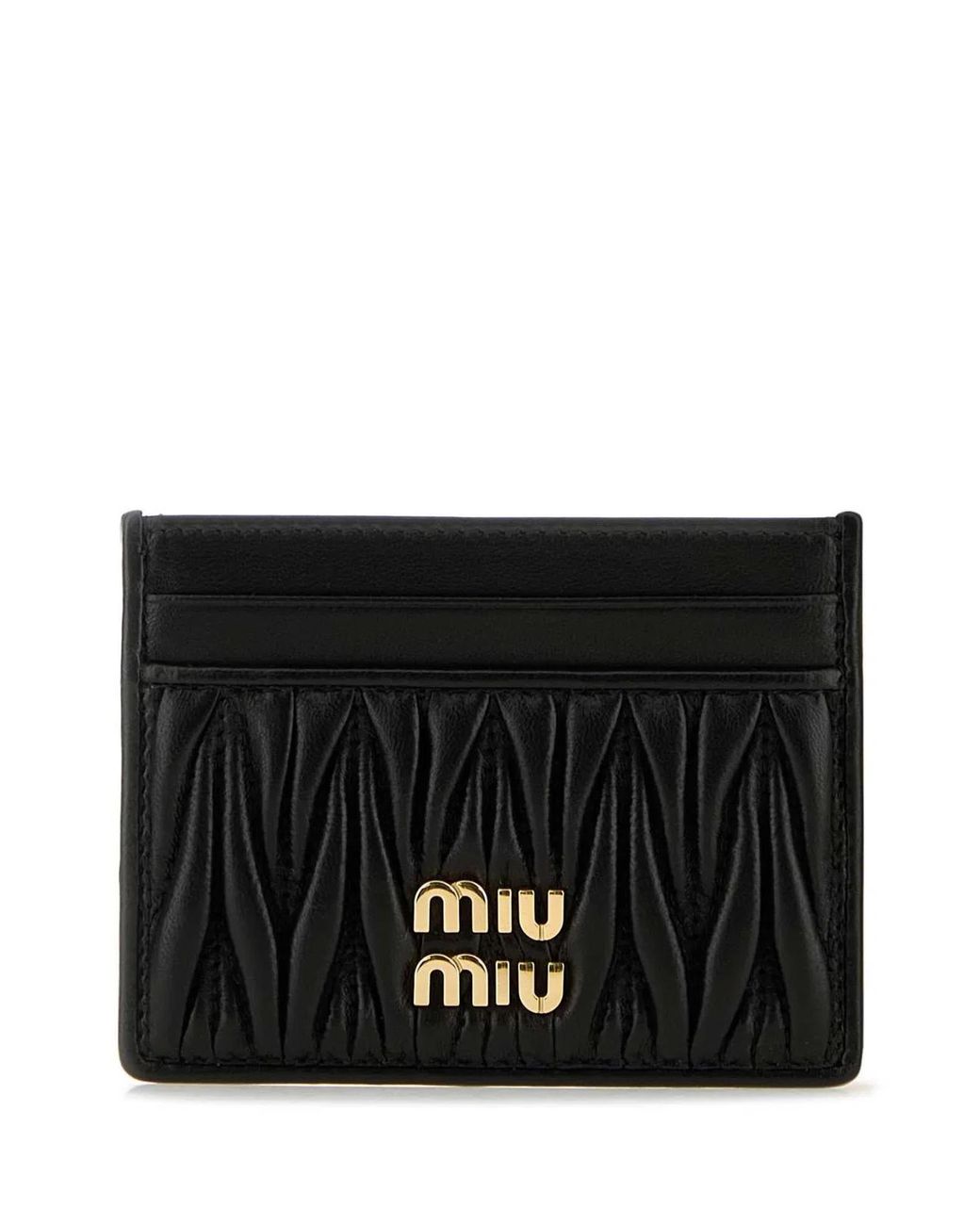 Miu Miu Black Matelassé Nappa-Leather Card Holder