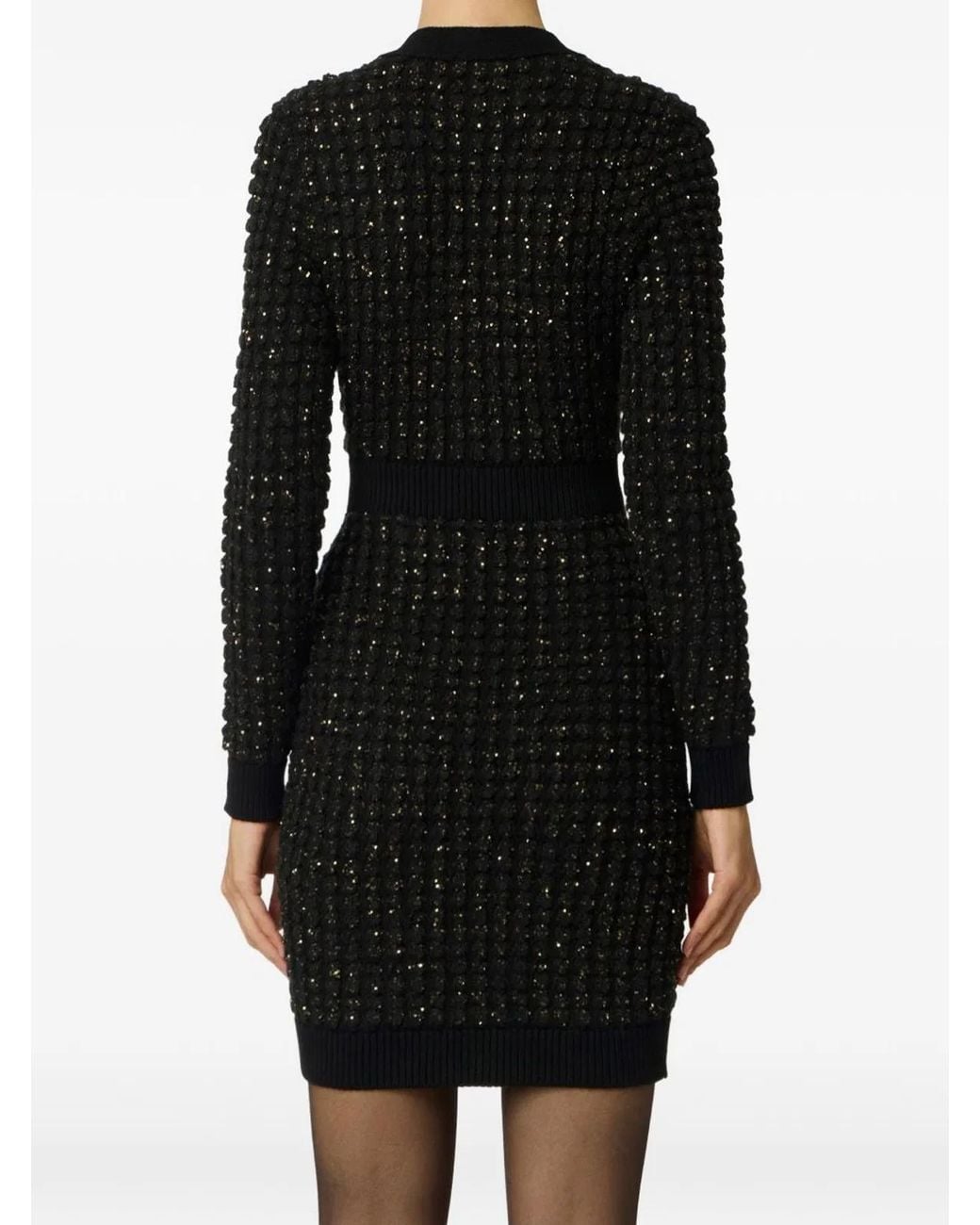 Elisabetta Franchi Black Ribbed Trim Dress