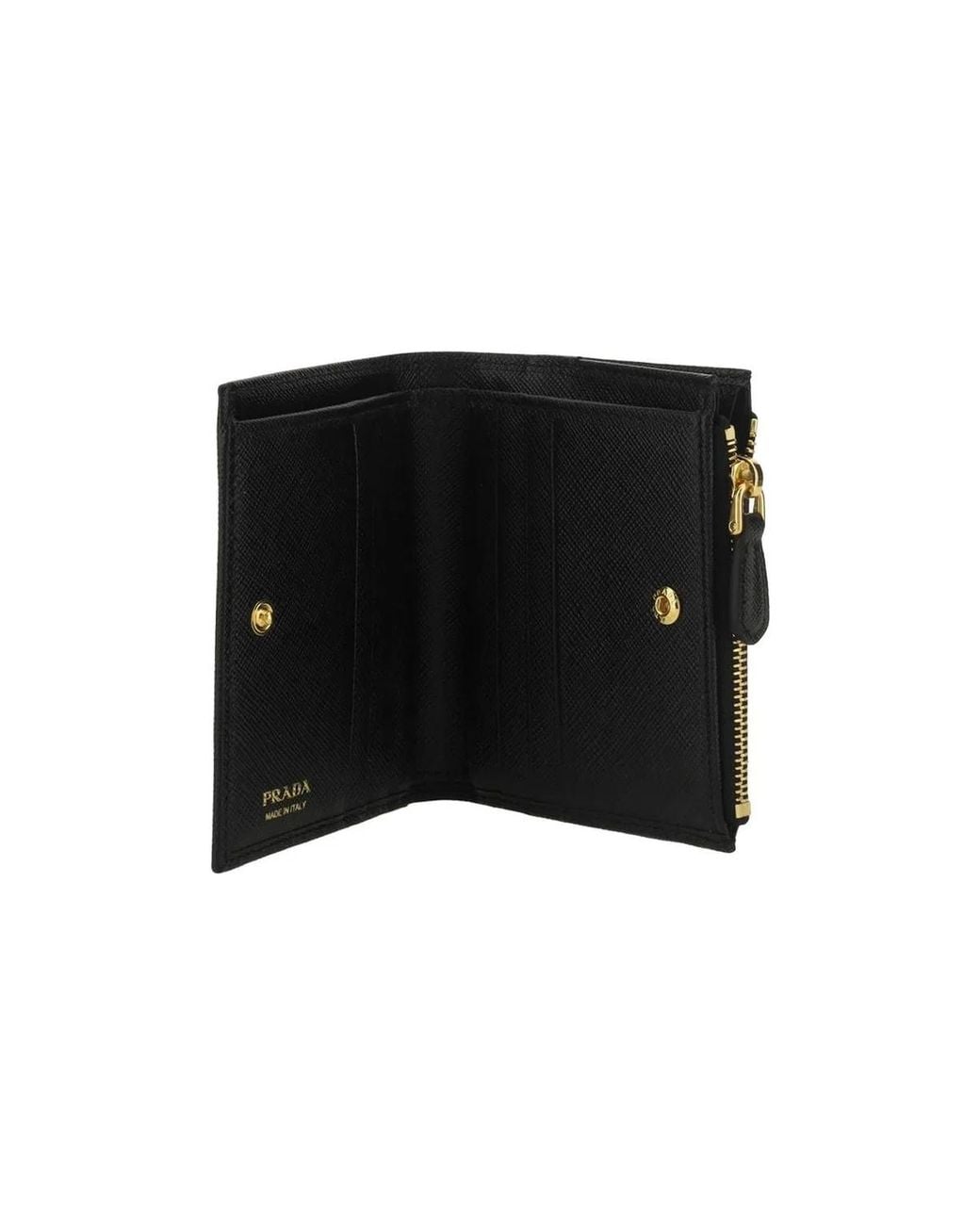 Prada Black Saffiano Triangolo Small Zip Wallet