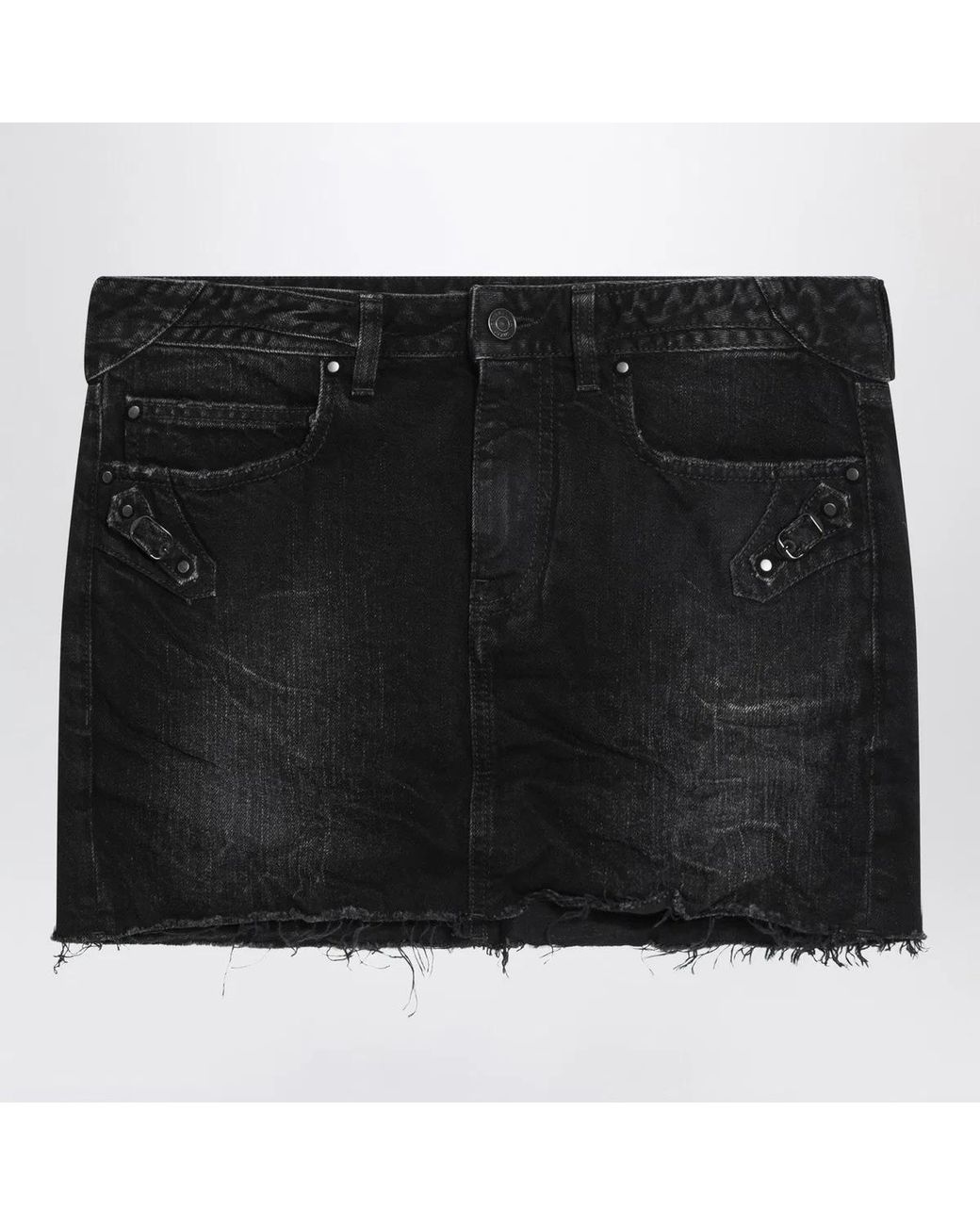 Balenciaga Black Washed City Mini Denim Skirt