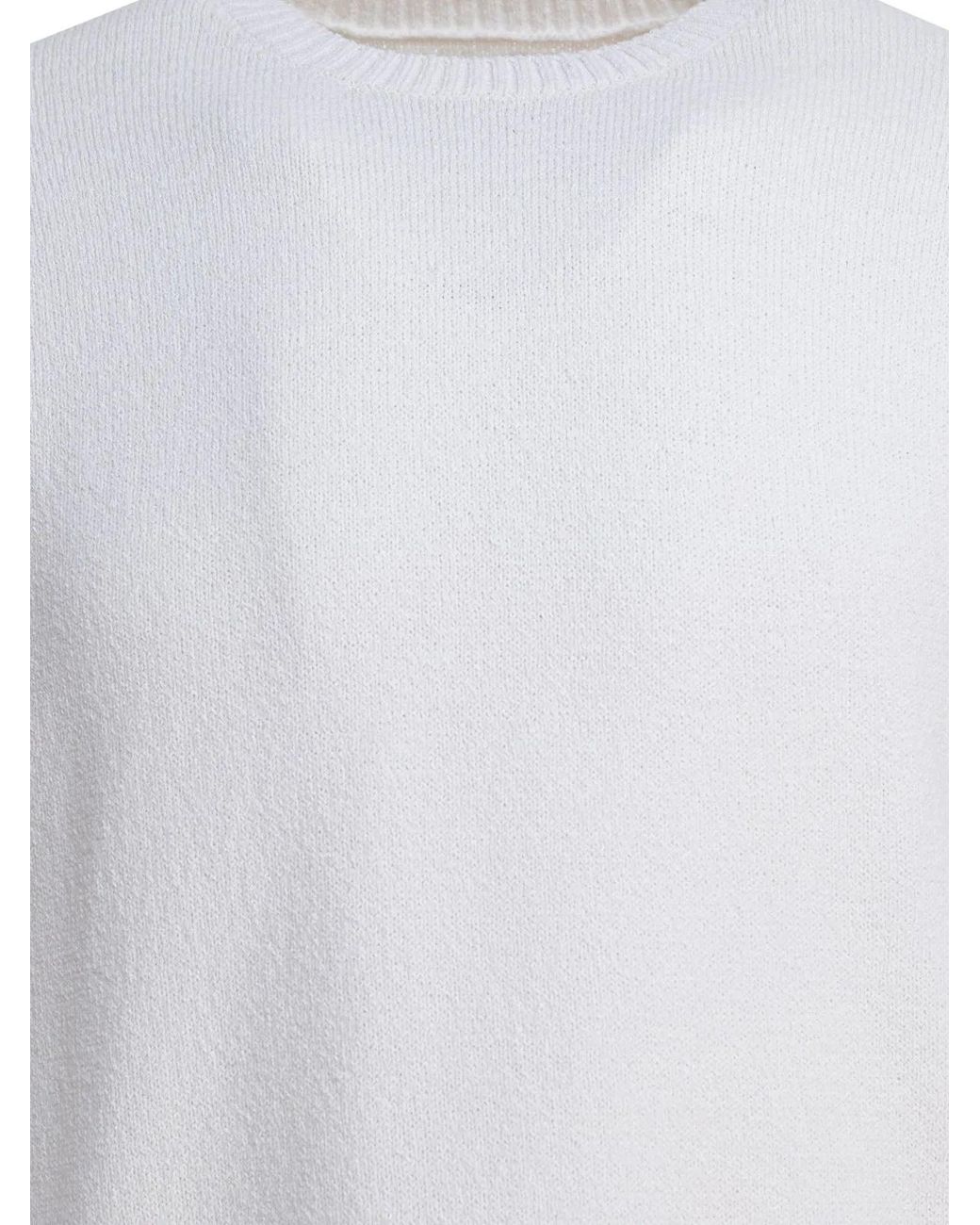 Beams Plus White "Lily Yarn" Crew Neck Sweater for men