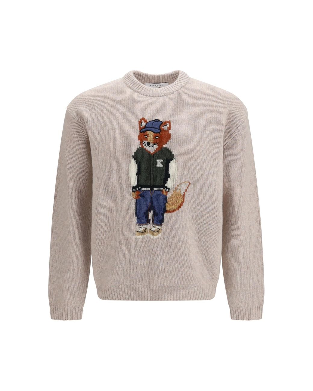 Maison Kitsuné White Maison Kitsuné Dressed Fox Wool-Blend Sweater for men
