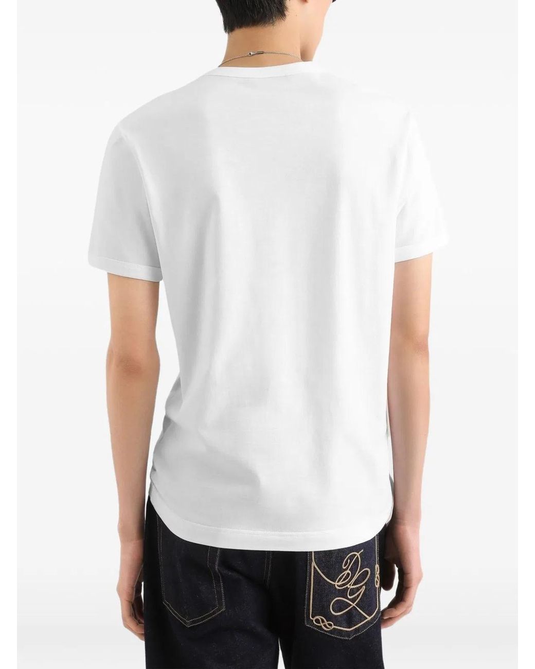 Dolce & Gabbana White Logo Crew Neck T-Shirt for men