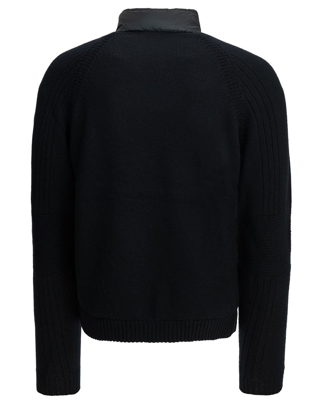 Moncler Black Padded Wool Cardigan for men