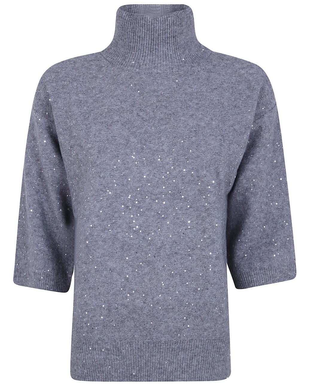Seventy Blue Mock Neck Sweater With Pailletes