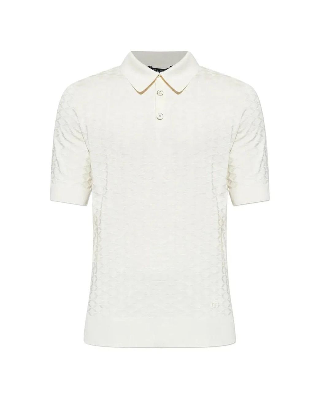 Dolce & Gabbana White Dolce & Gabbana Polo Neck Jumper S/S for men