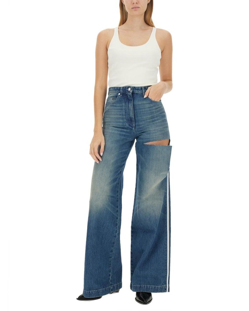 Peter Do Blue Wide-Fit Jeans With High Waist