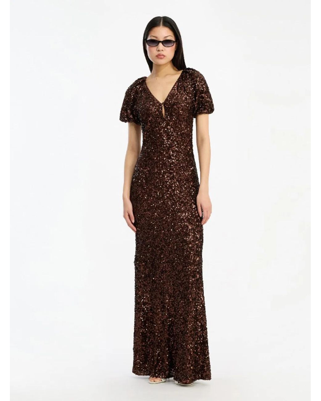 ROTATE BIRGER CHRISTENSEN Brown 99% Polyester, 1% Elastane