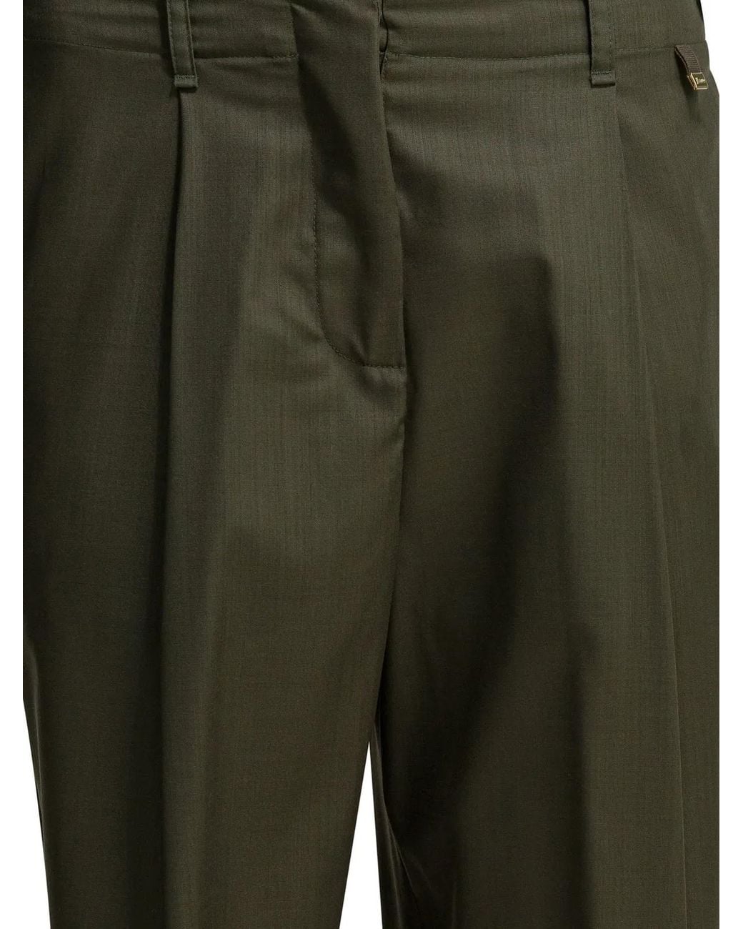Herno Green Wool Tailored Pants