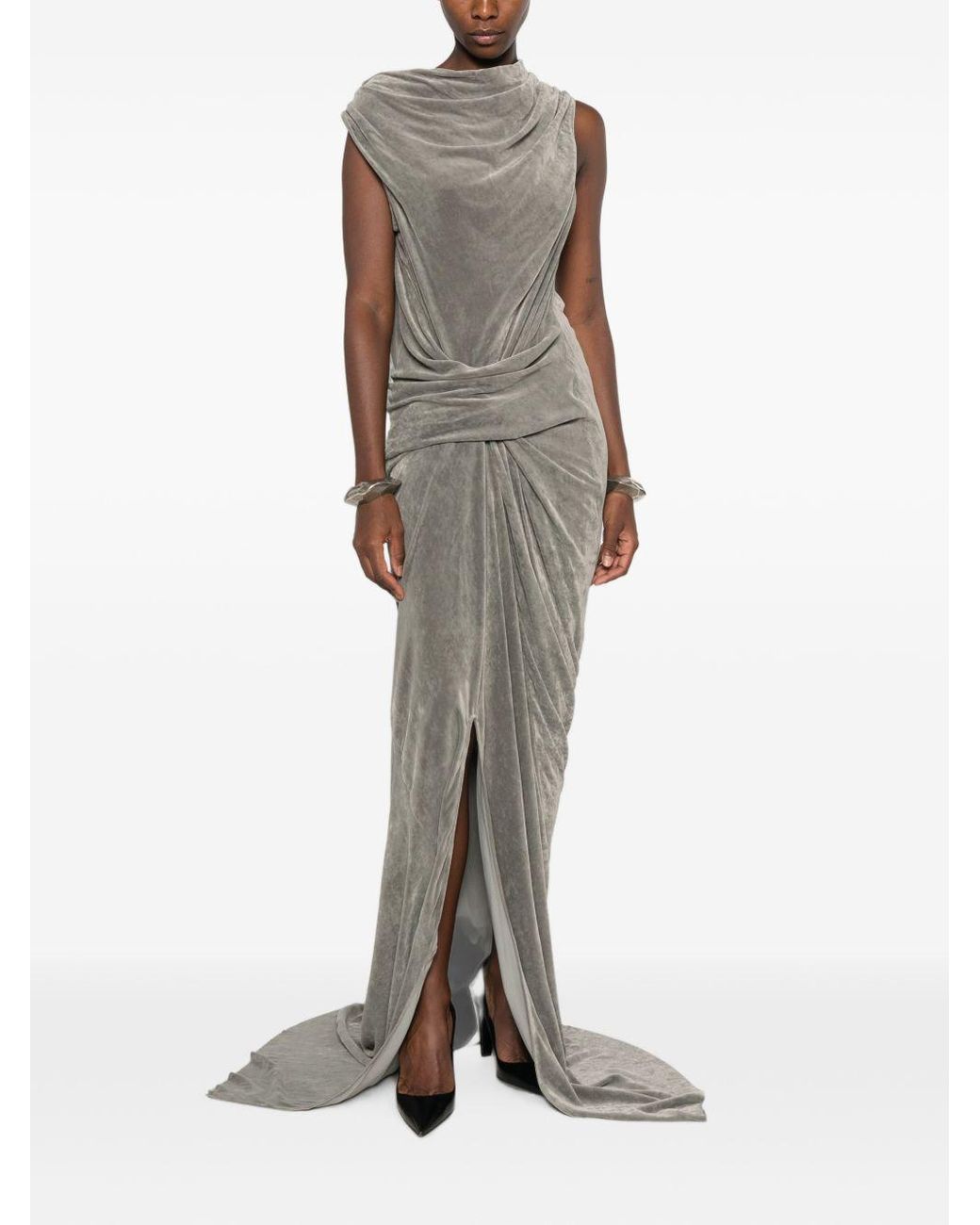 Rick Owens White Draped Maxi Dress