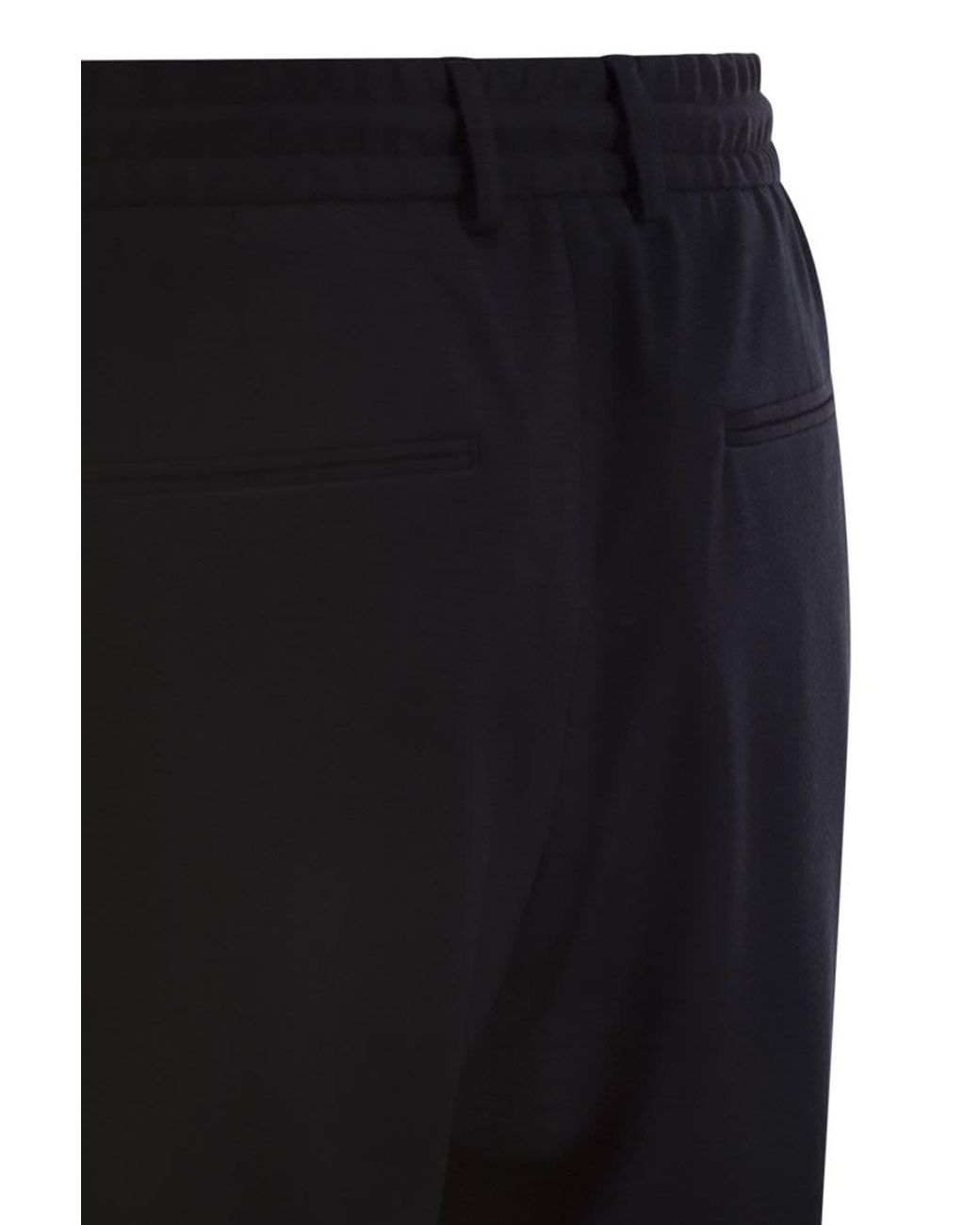 Boss Blue Virgin Wool-Blend Drawstring Trousers for men