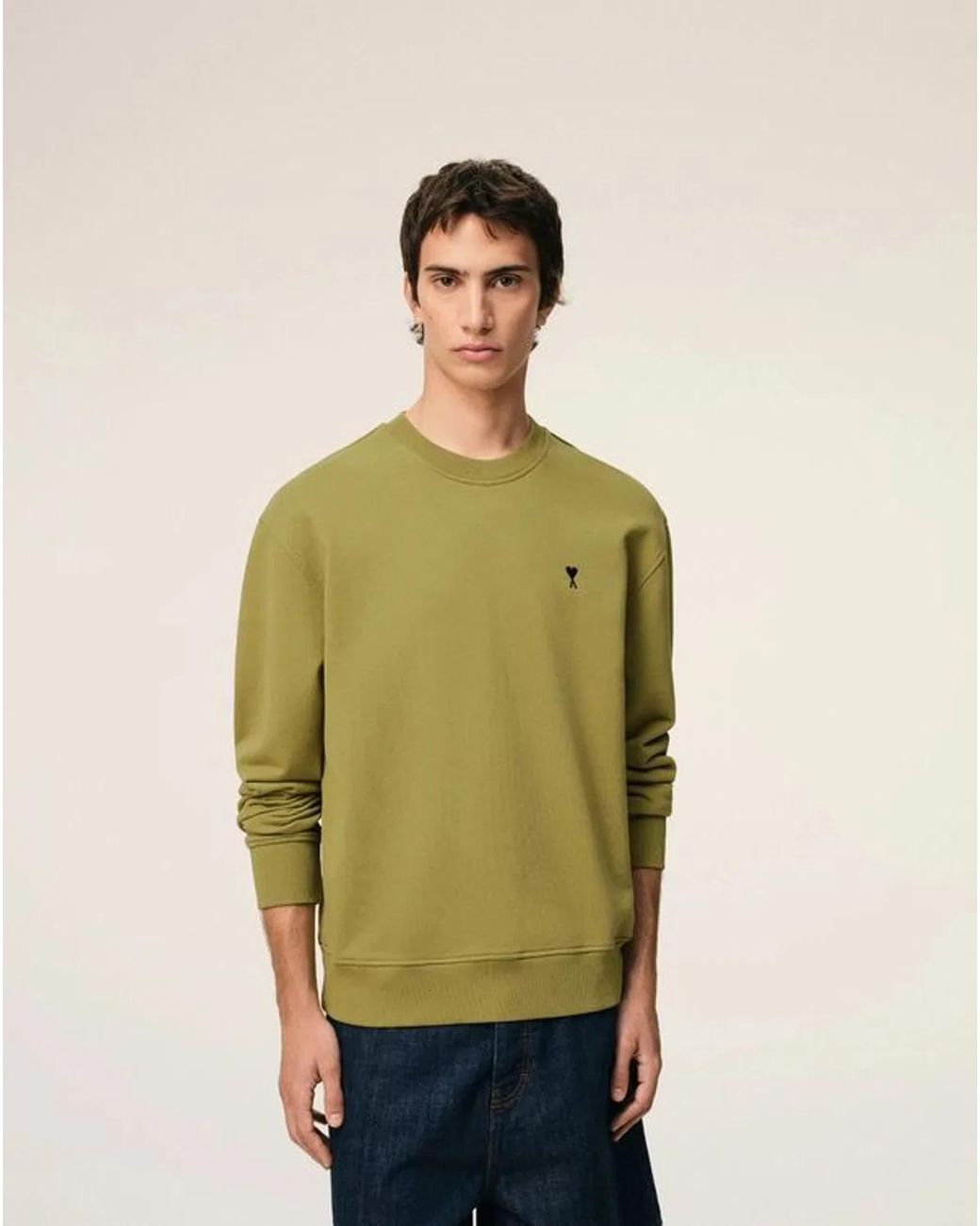 AMI Green Matcha Cotton Sweatshirt for men