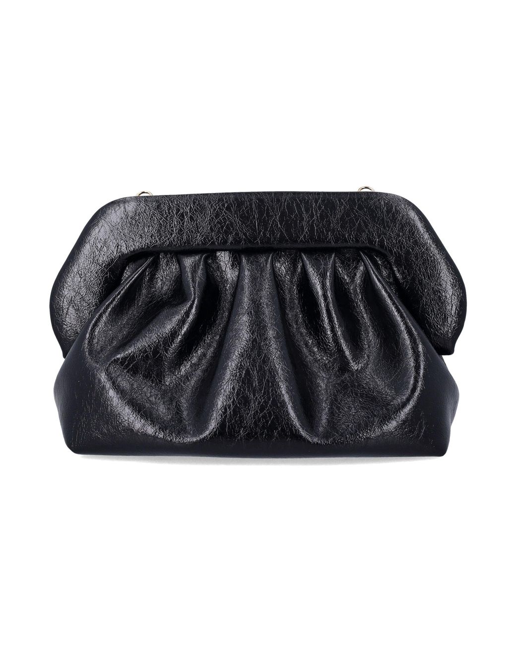 THEMOIRÈ Black Vegan Crumpled Leather Bios Clutch