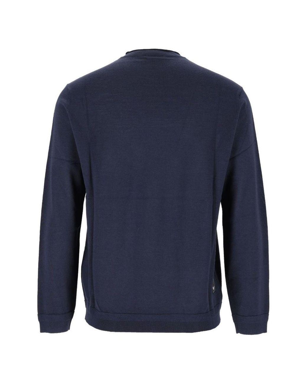 Emporio Armani Blue Wool Crewneck Sweater for men