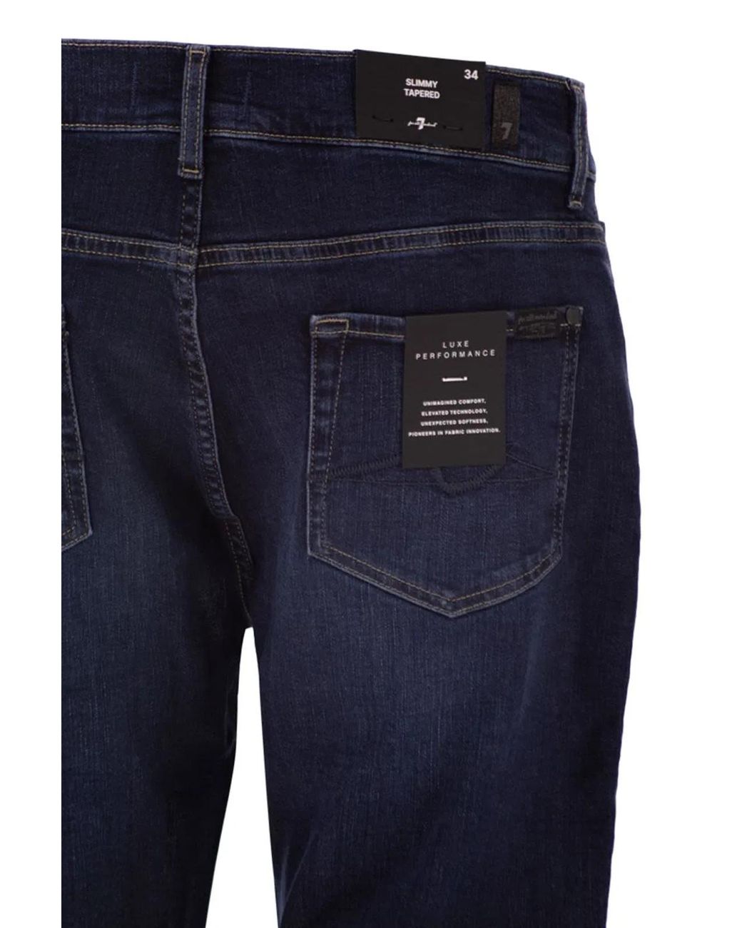 7 For All Mankind Blue Slimmy Tapered Luxe Performance Stretch Denim Jeans for men