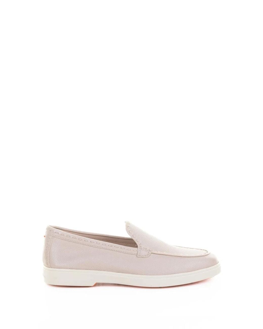 Santoni White Leather Moccasin
