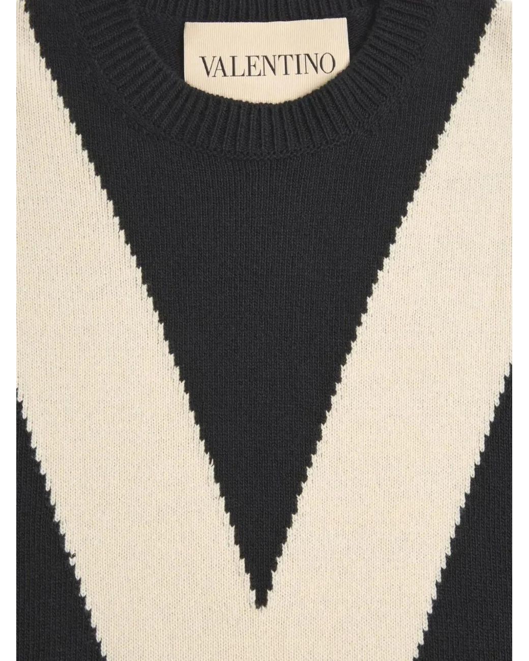 Valentino Black Wool Crewneck Sweater for men