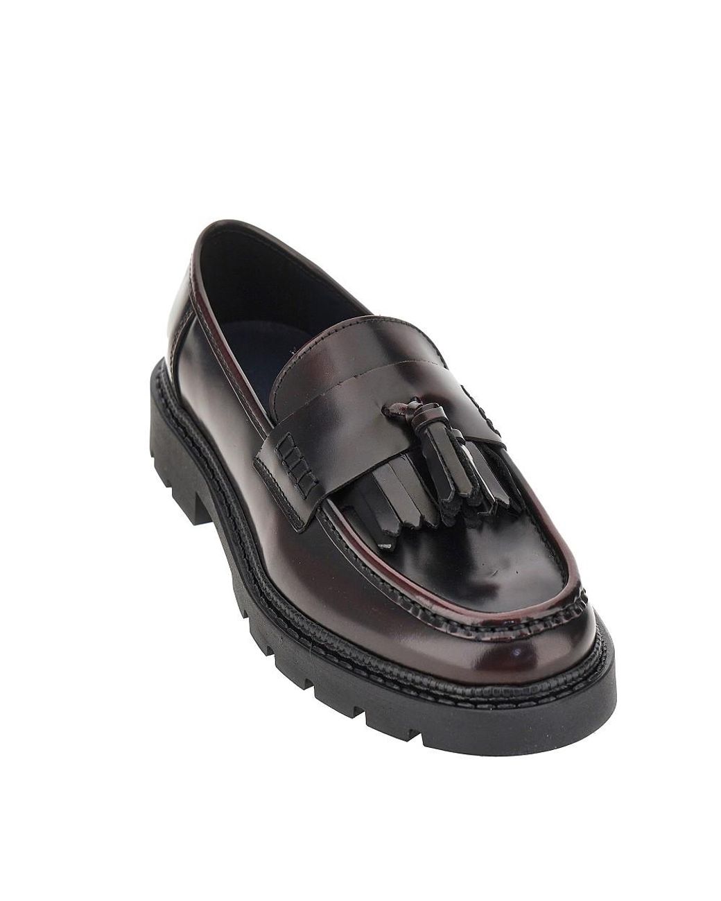 BIANCO LEVRIN Black Leather Loafers With Tassels for men