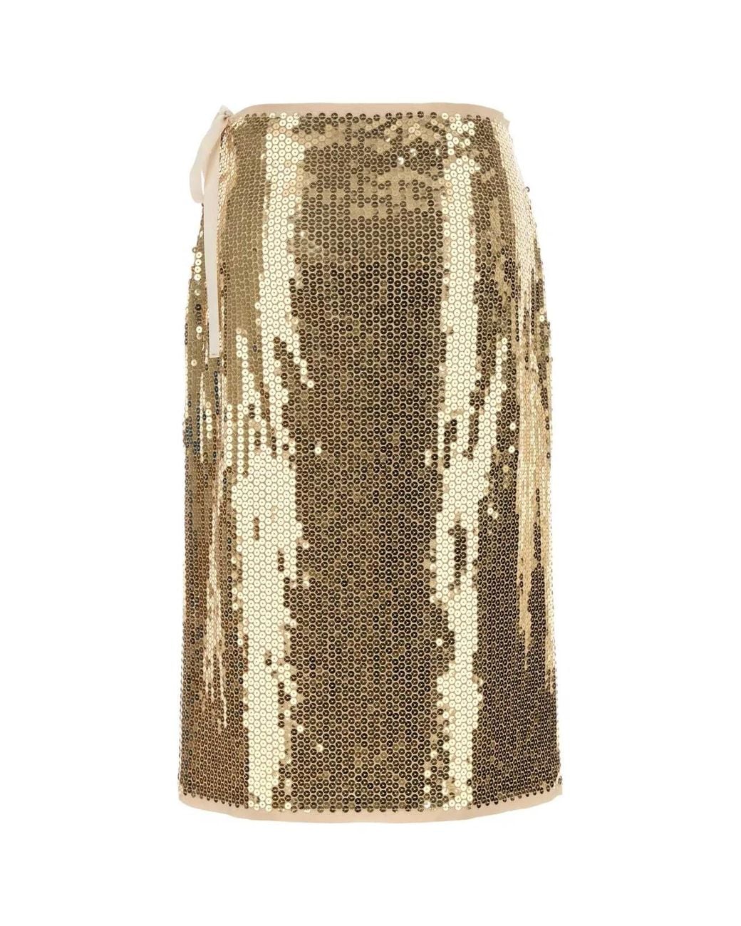 Prada Metallic Sequined Pencil Skirt