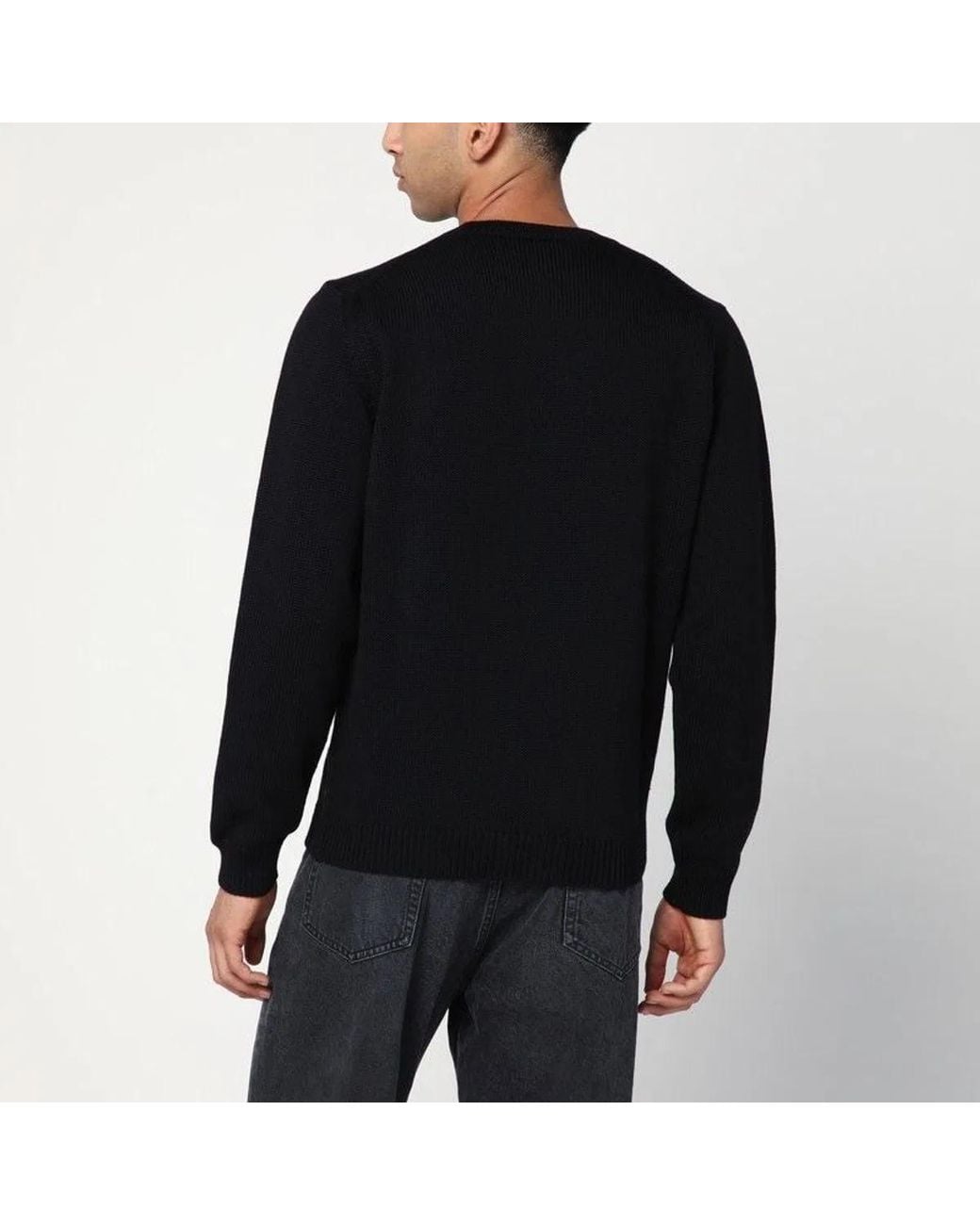 Roberto Collina Black Crew Neck Wool Sweater for men