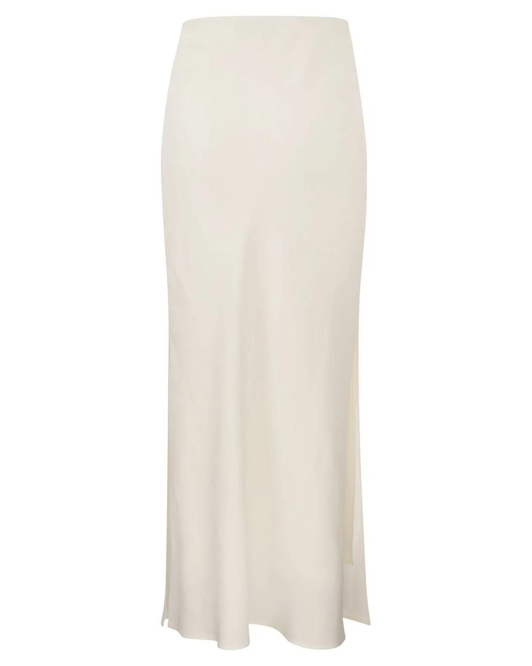 Brunello Cucinelli White Viscose And Linen Long Pencil Skirt