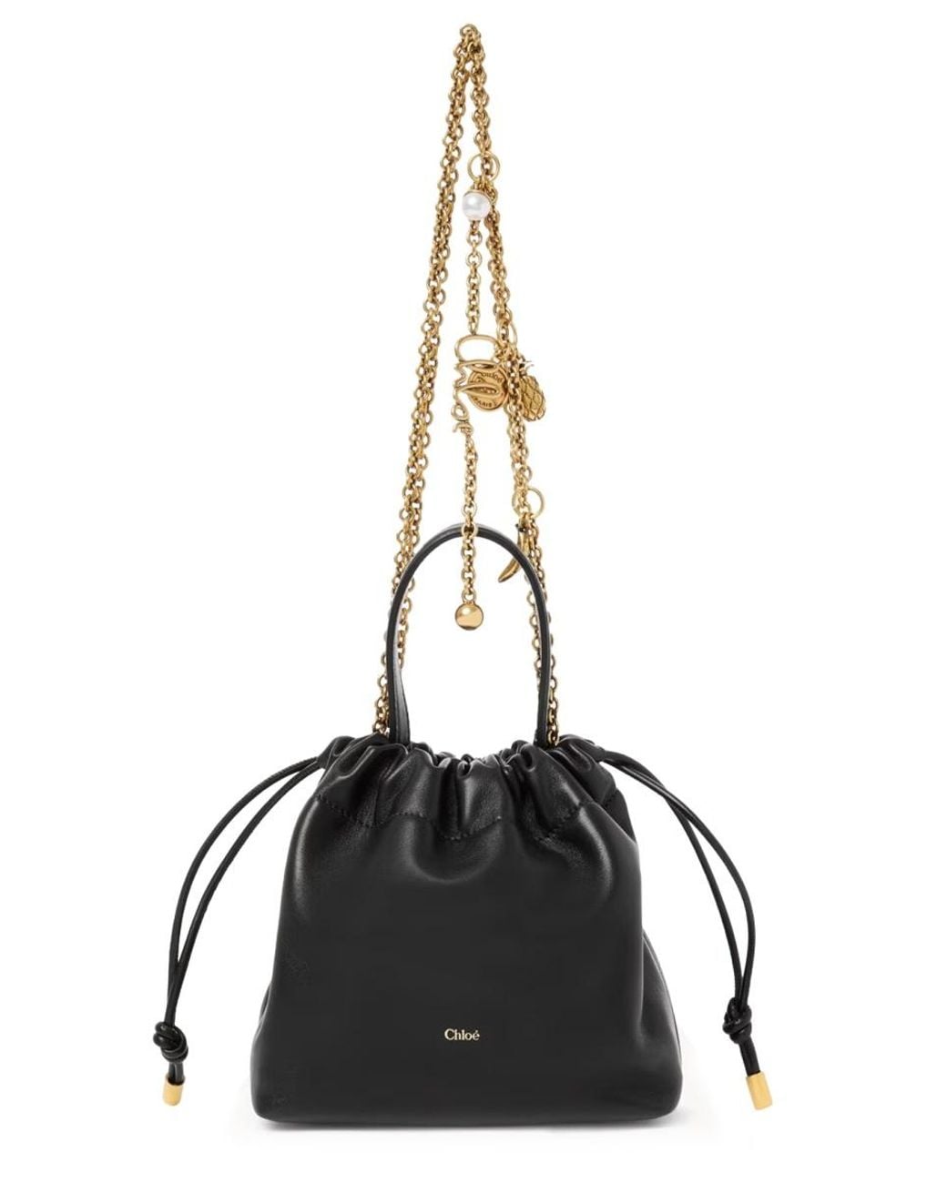 Chloé Black Mini Icons Leather Bag With Chain
