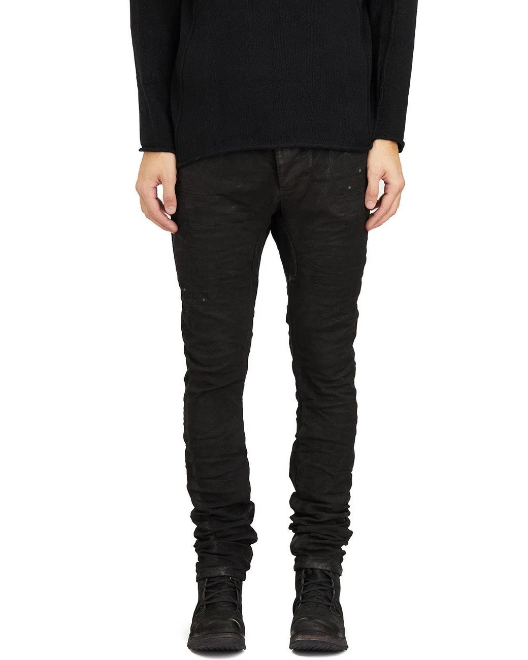 Boris Bidjan Saberi Black Slim Cotton Trousers for men