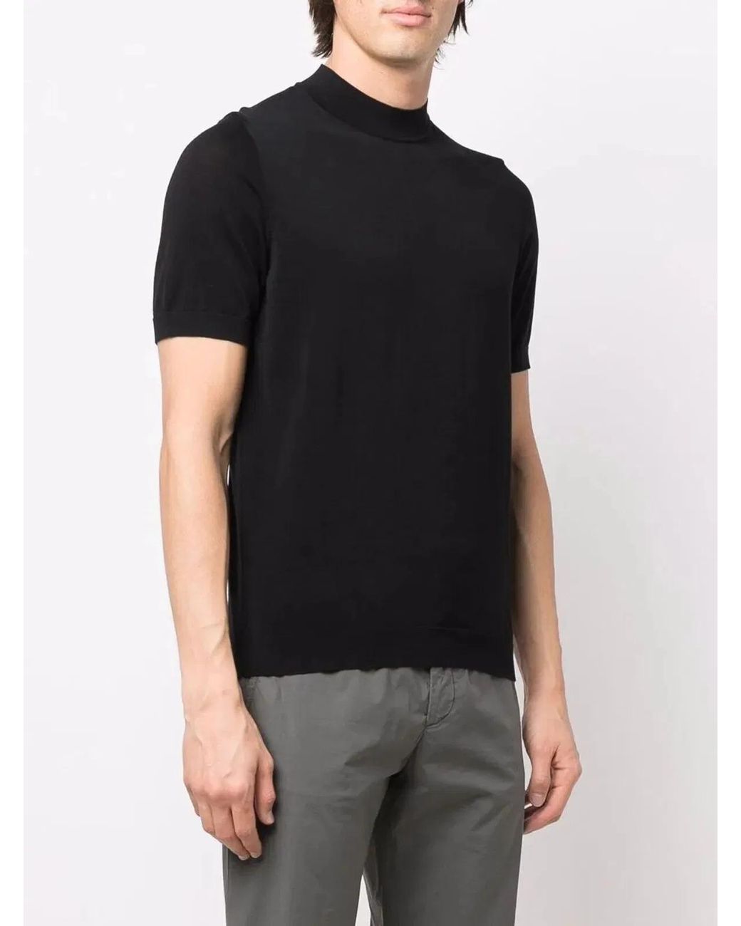 Drumohr Black Short Sleeves Turtle Neck T-Shirt for men