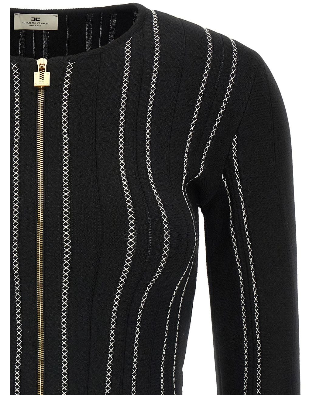 Elisabetta Franchi Black Cropped Knit Cardigan