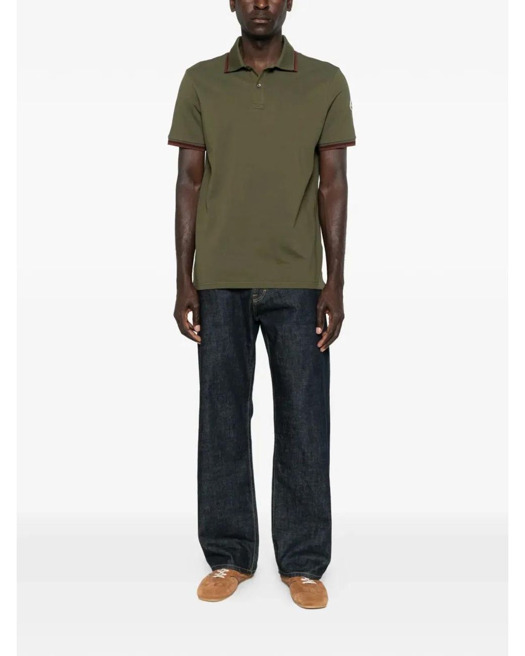 Moncler Green Premium Cotton Short Sleeve Polo For for men