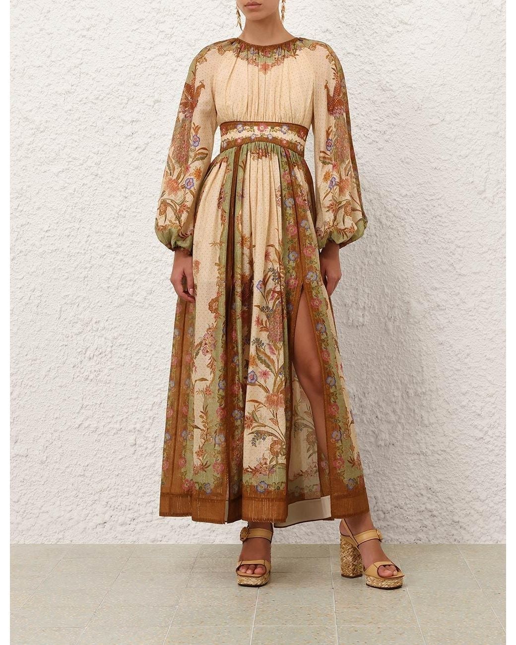 Zimmermann Natural Indra Elasticated Waist Maxi Dress
