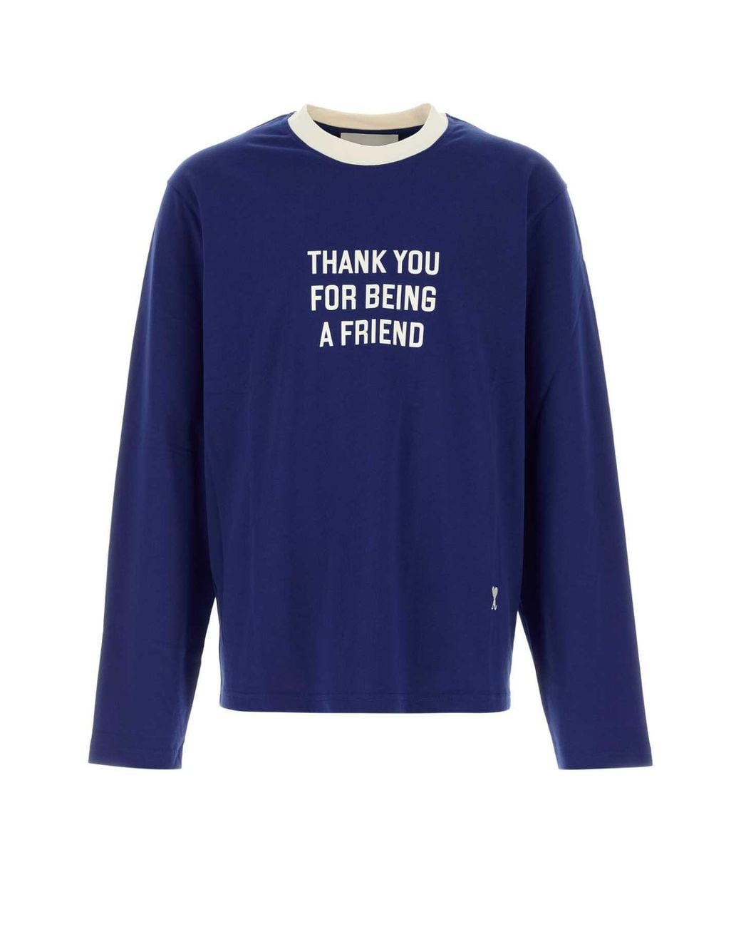 AMI Blue Longsleevestshirtwithprintthankyouforbeingafriend for men