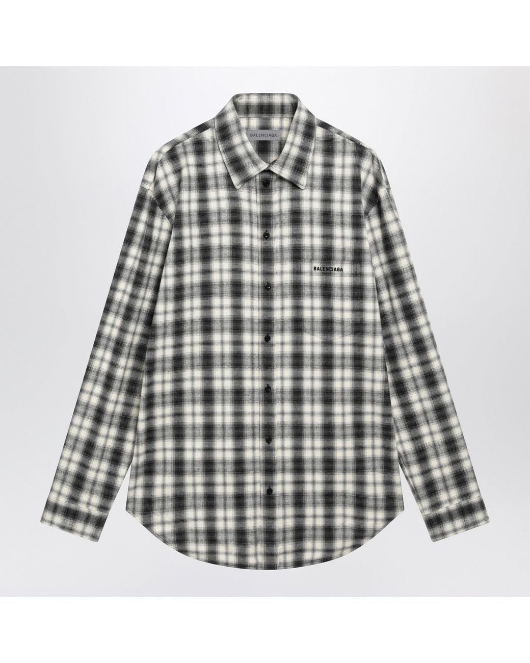 Balenciaga Gray Flannel Check Shirt for men