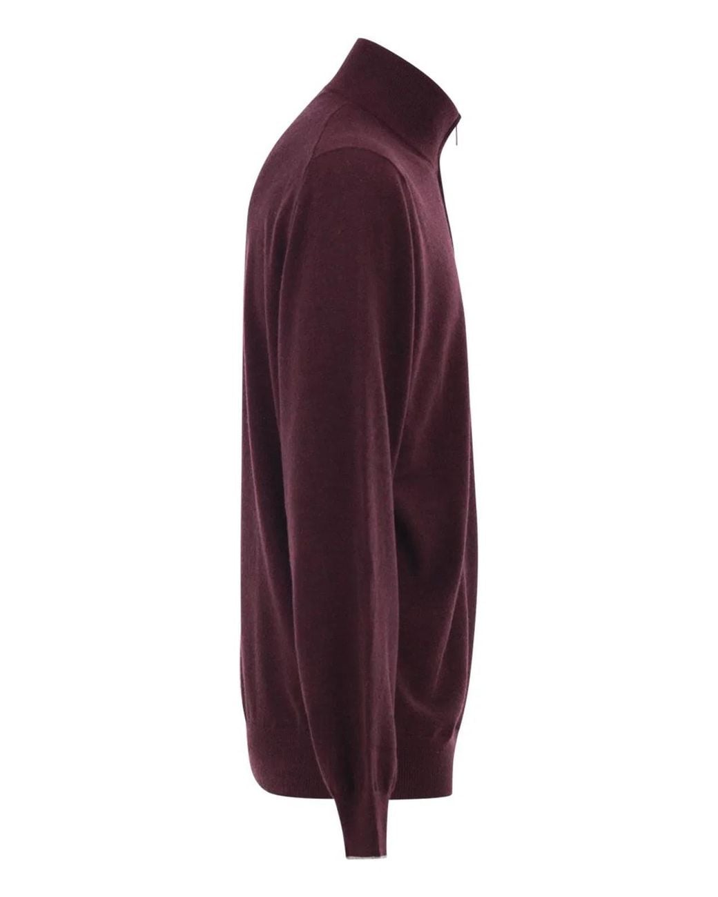 Brunello Cucinelli Purple Cashmere Turtleneck Sweater With Zipper for men