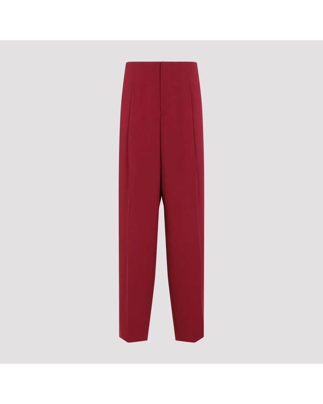 Alberta Ferretti Red Cady Straight Pants