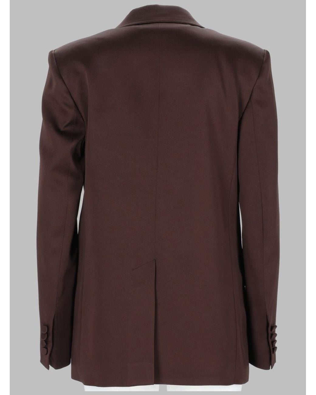 Max Mara Brown Double-Breasted Satin Blazer