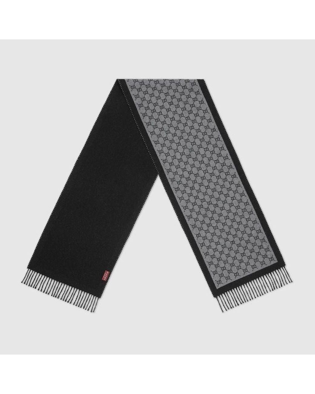 Gucci Gray Gg Jacquard Wool Scarf for men