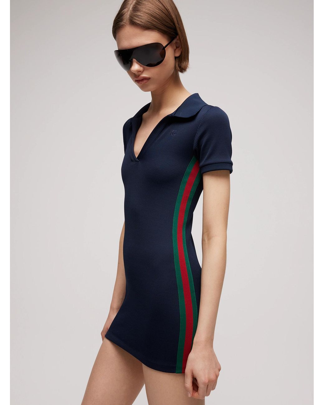 Gucci Black Cotton Jersey Dress With Web Detail