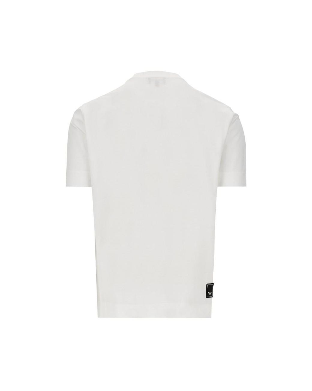 Emporio Armani White Lyocell And Cotton Blend T-Shirt With Logo for men