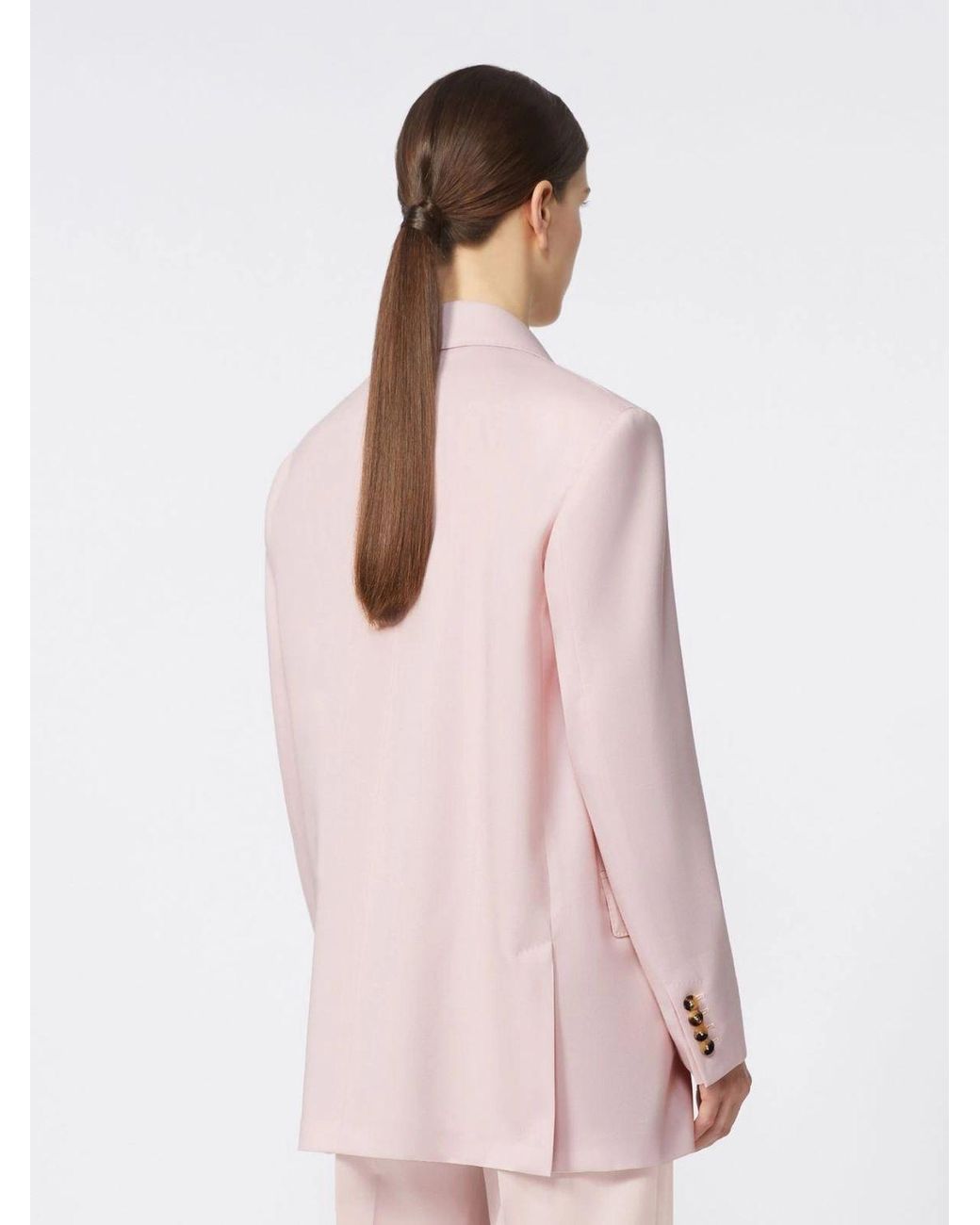 Max Mara Pink Double-Breasted Wool, Mohair And Silk Blazer