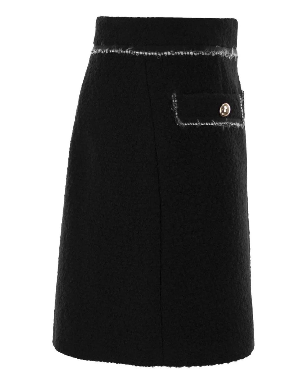 Fay Black Wool Short Skirt