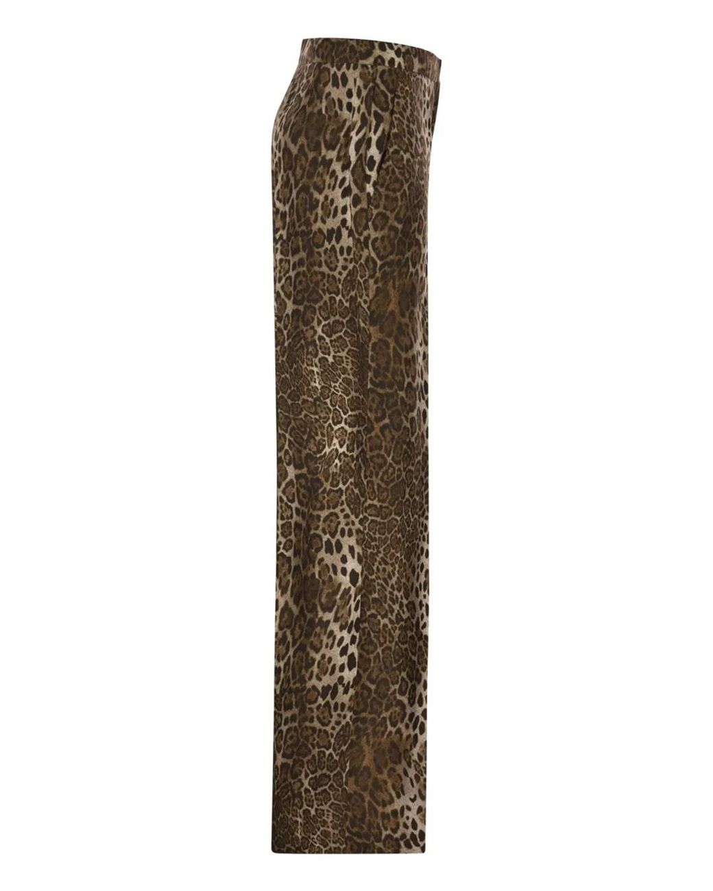 Max Mara Brown Mstromana – Silk Trousers With Animal Print