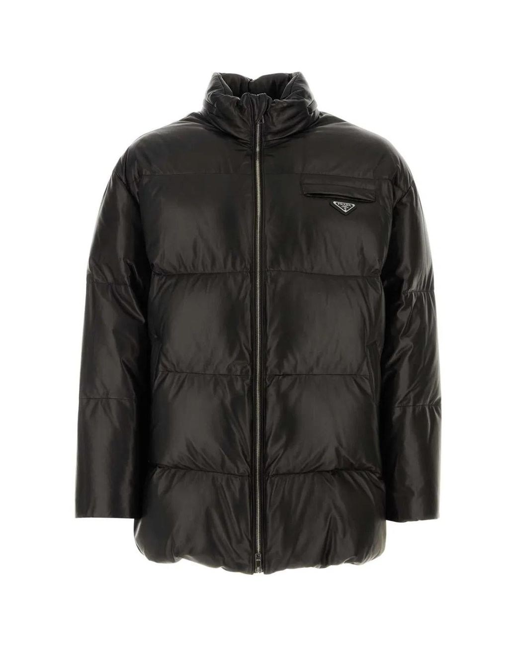 Prada Black Nappa Leather Down Jacket