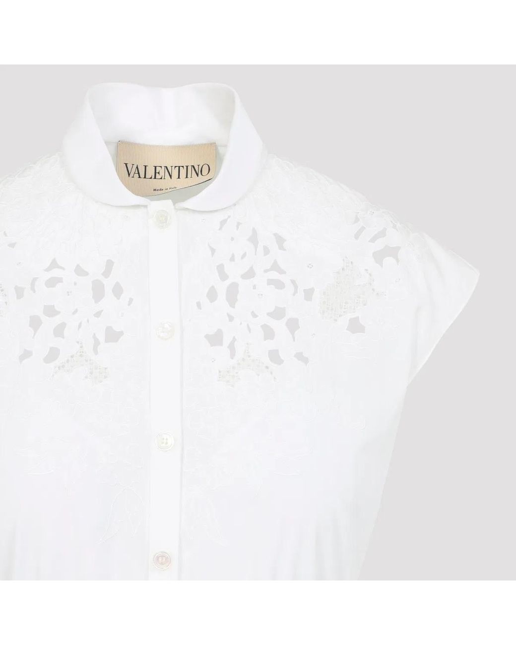 Valentino Garavani White Embroidered Poplin Midi Dress