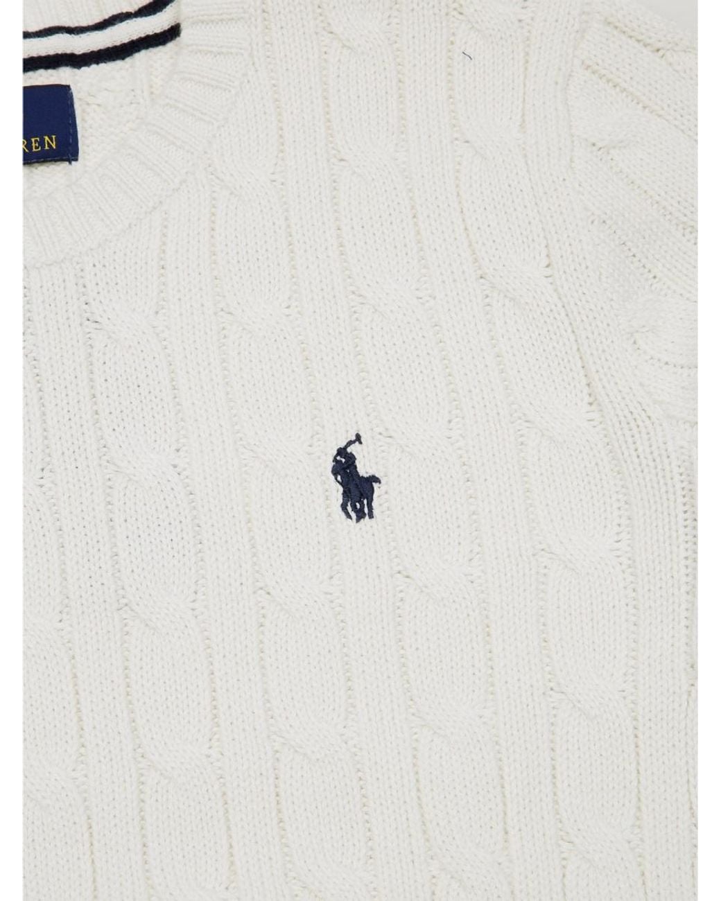 Polo Ralph Lauren White Maglione Con Logo