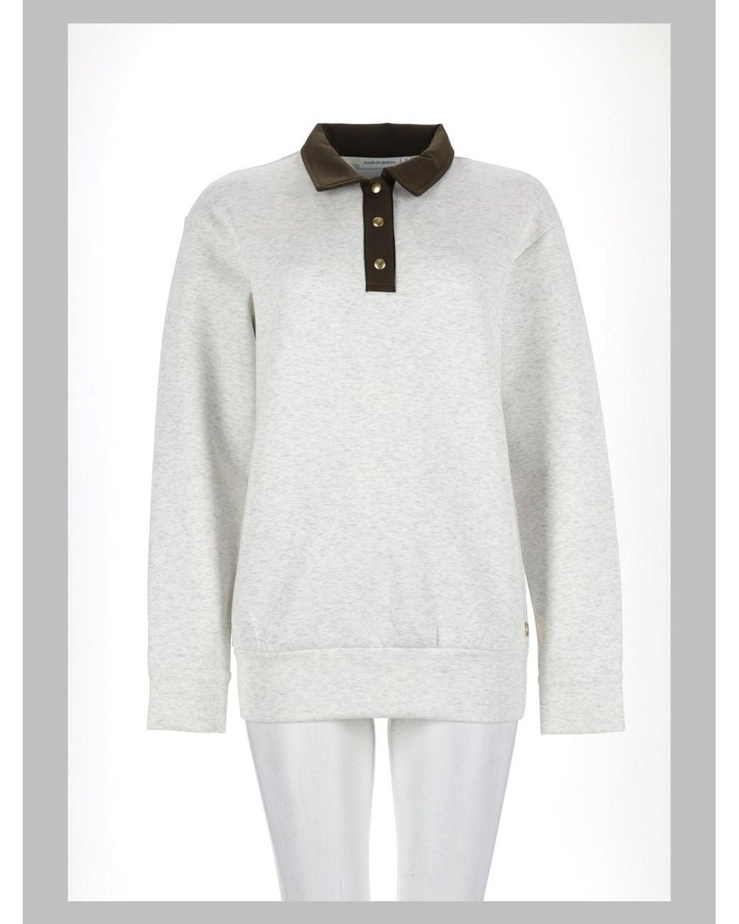 HOUSE OF GRAVITY White Hog Button Polo Sweater