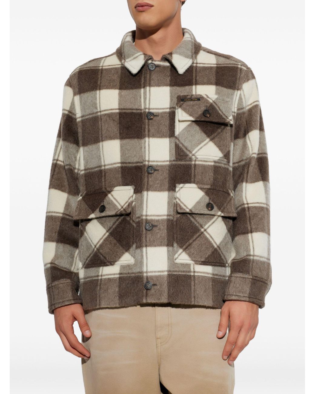 Golden Goose Deluxe Brand Brown Check-Pattern Mohair-Blend Jacket for men