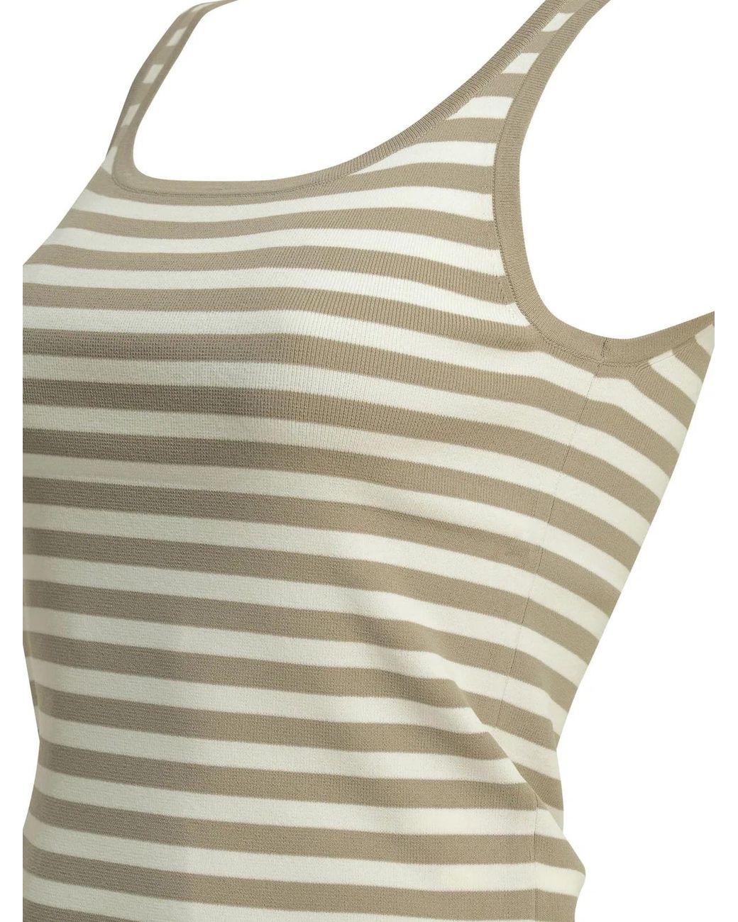 Max Mara Gray Striped Fitted Viscose Polyamide Tank Top