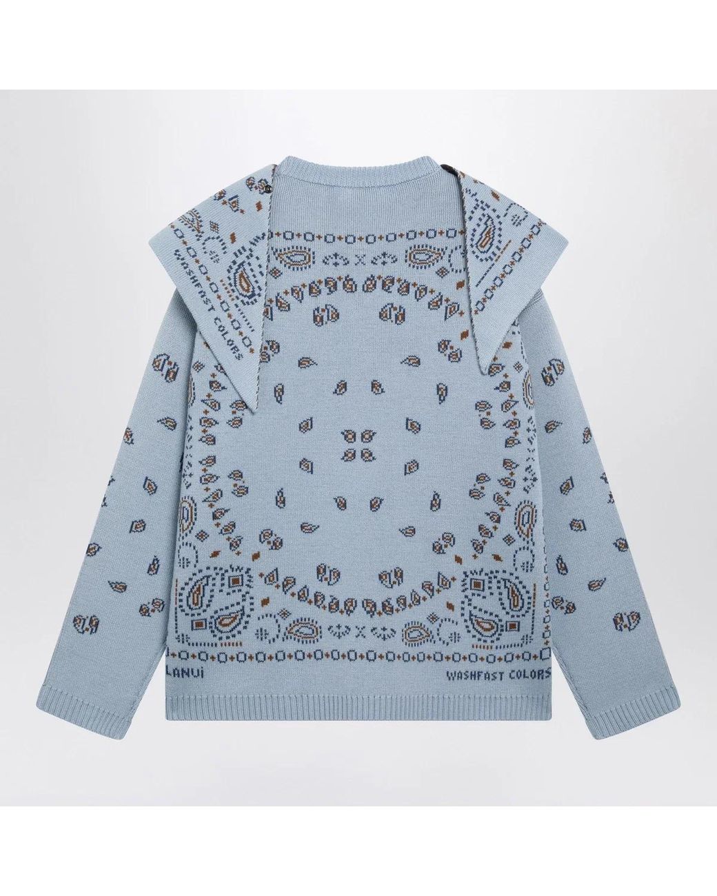Alanui Blue Bandana Jacquard Sweater