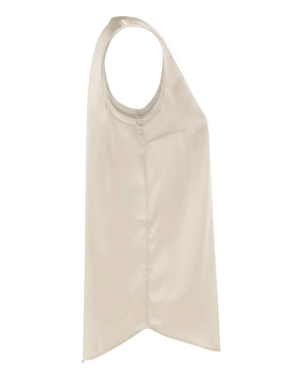 Brunello Cucinelli Natural Stretch Silk Satin Top
